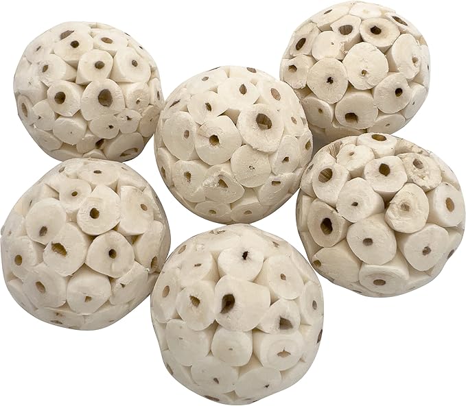 5124 Mini Sola Balls Pk18 - Handcrafted Soft sola Wood Bird Foraging Foot Toys, Small Size chewable Balls, Lightweight, Conditions Beaks and feet, Delightful for Small Size Pet Birds