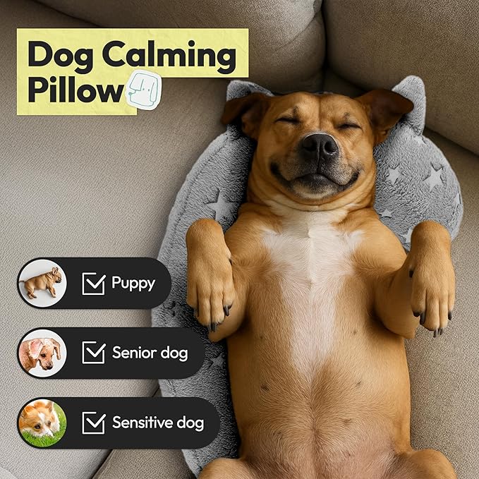 Dog Calming Pillow, Glow in The Dark Dog Put Head on, Soft Question Mark Pillows for Dogs, Kids, Adults, Washable Dog Bed Pillow, Cozy Dog Body Pillow Gifts (M Glow Gray)
