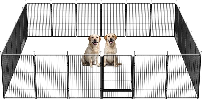 SunsGrove Dog Playpen Outdoor, Heavy Duty 40 Inch 24 Panels Dog Playpen for Medium and Large Dogs, Free and Safe Play Dog Fence Indoor, Black