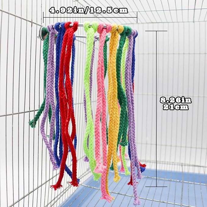 Colorful Cotton Bird Parrot Chewing Toys, Fixable Birdcage Perch Stand Toys, Bird Cage Accessories, Birdcage Decoration, Suitable for Birds Cockatiels Parrot Parakeets Love Birds