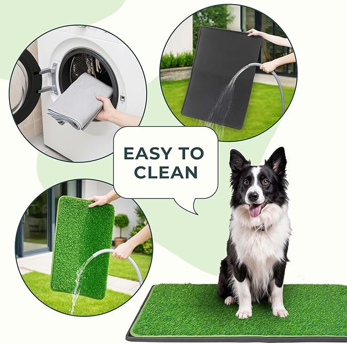 BurgeonNest Dog Grass Pad with Tray 35"x24", Includes Reusable Artificial Turf for Dog Litter Box, Ultra-Absorbent Washable Pee Pad & EVA Material Tray for Balcony, Apartment & Indoor/Outdoor Use