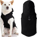 Gooby Fleece Vest Hoodie Dog Sweater - Black, X-Small - Warm Pullover Dog Hoodie with O-Ring Leash for Small to Medium Dogs