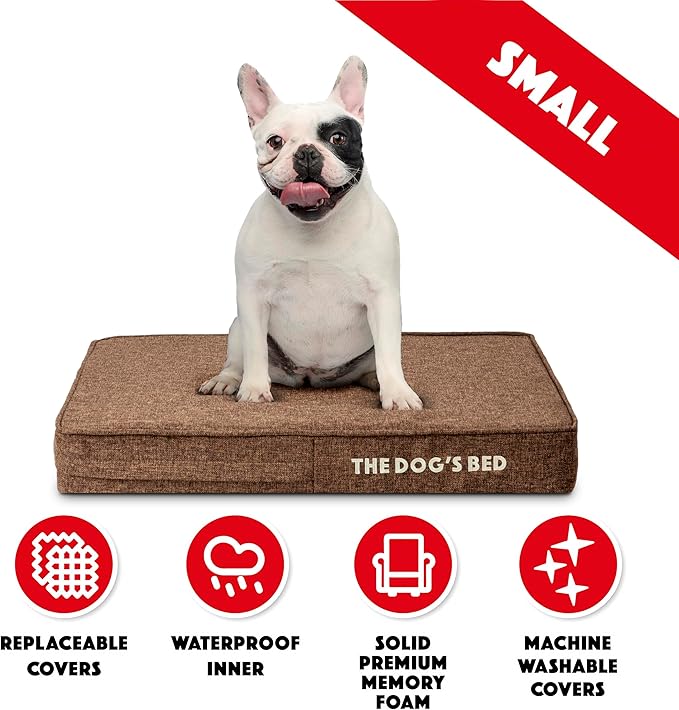 The Dog’s Bed Orthopedic Memory Foam Dog Bed Mattress, Linen Fabric, Brown Linen, Small, 4-Inch