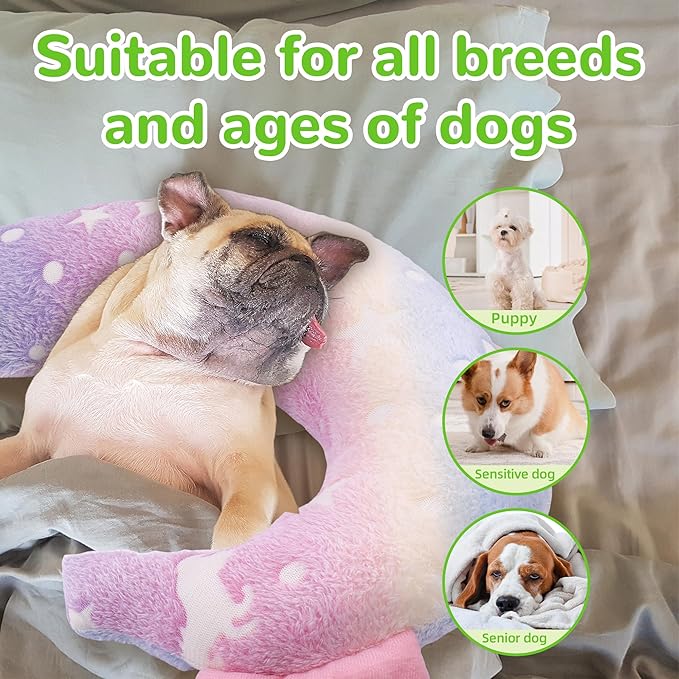 Dog Calming Pillow - Cute Soft Animal Design for Dogs, Cats, Kids, Adults, Washable Cozy Relaxing Pet Bed, Glow in The Dark Neck Pillow (Pink, Medium)
