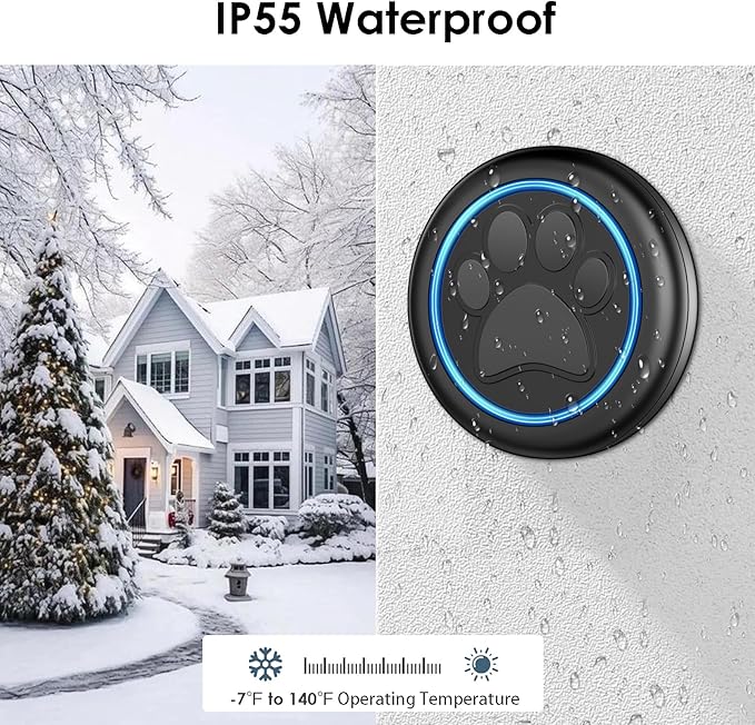 Full House Dog Doorbell for Potty Training, Wireless Pet Doggie Door Bell Training to Go Outside, Waterproof Touch Button, Over 1000 feet Range