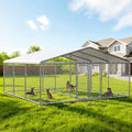 15x15 FT Large Outdoor Dog Kennel – Heavy-Duty Dog Enclosure with Wire Mesh Fence, Lock & Waterproof Cover, Double Doors for Large Dogs