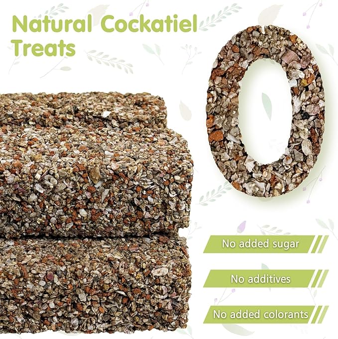 PINVNBY 6 PCS Parakeet Treats Natural Minerals Parrot Treat Sticks Calcium Cockatiel Snacks Hanging Bird Chewing Toy for Budgies Conurus Lovebirds Finches