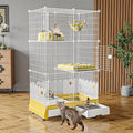 Oneluck Large Cat Cage On Wheels,Cat Enclosure with Litter Box Ideal for 1-3 Cats,Catio 35.5" L x 21.6" W x 62.2" H,Kennel for Cats