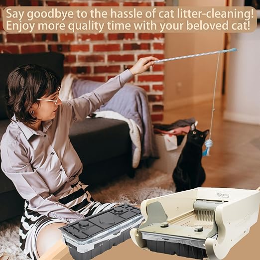 1 Permanent Waste Receptacles with 40 PCS Litter Box Liner for Littermaid 1St/2nd Edition Automatic Cat Litter Box, Litter Tray with Cat Litter Liners, Easy-Tie Handles (Machine NOT Included)