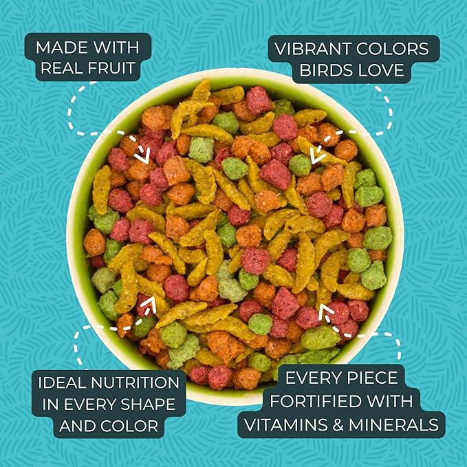 ZuPreem FruitBlend Flavor Pellets Bird Food for Medium Birds, 2 lb (Pack of 2) - Daily Blend Made in USA for Cockatiels, Quakers, Lovebirds, Small Conures