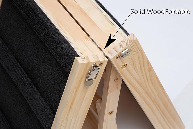 Wooden Pet Ramp for Bed, Foldable Dog Ramp with Removable Side Rails, Lightweight Ramp for Dogs for Large Dogs Senior Cats, Supports up to 50 lbs for Easy Access to Bed or Car (Trumpet)
