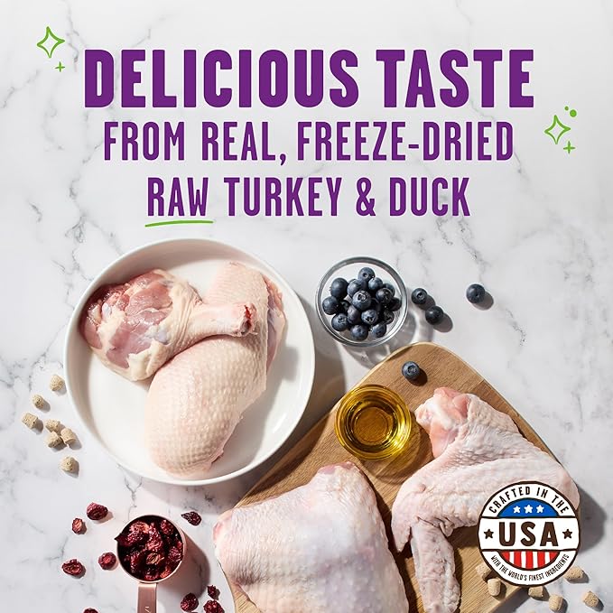 Stella & Chewy's Meowfulls Freeze Dried Cat Treats - Turkey & Duck Recipe - Raw Protein with Probiotics-& Salmon Oil - 1 Calorie Per Treat - 1.5 oz,(Pack of 2)