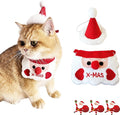 Cute Pet Christmas Costume Bandana Scarf Bib and Hat Set for Cat Small Dog, Cat Christmas Outfit Party Holiday Decorations(Red)
