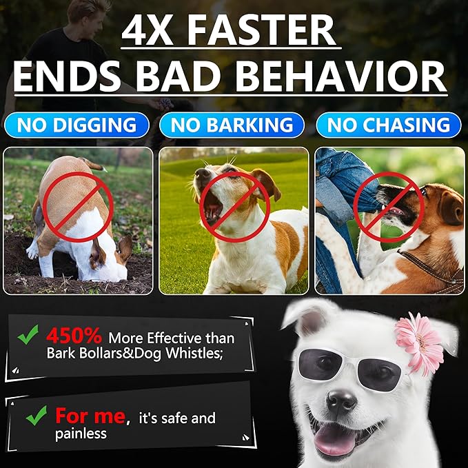 MODUS New Anti Barking Device, 4X Ultrasonic Emitters Dog Bark Deterrent Device, Rechargeable Handheld Dog Barking Control Devices Dog Training&Behavior Aids with 50ft Range Indoor Outdoor(Yellow)