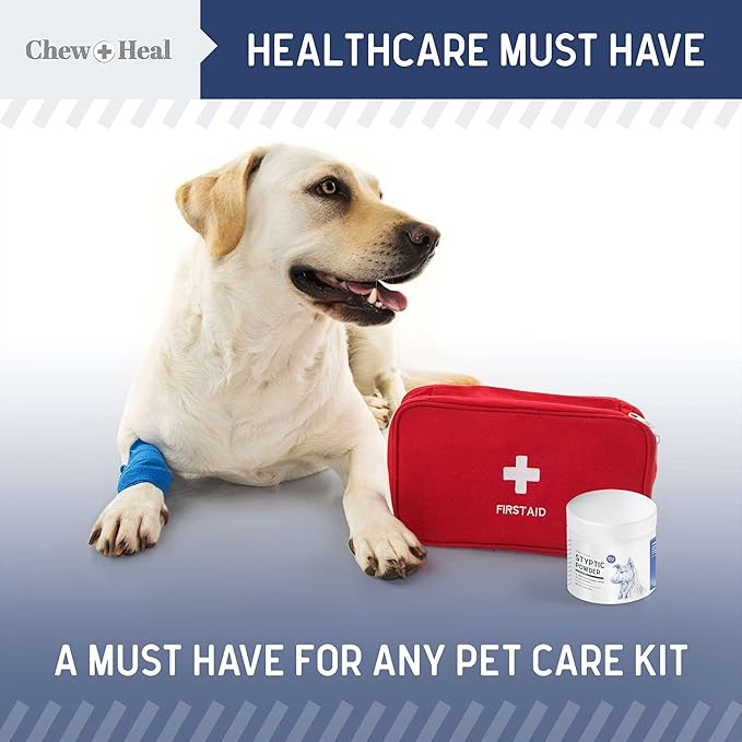 Chew + Heal Labs Styptic Powder for Dogs & Cats - 1.5 oz - Quick Stop Bleeding for Dogs Nails & Minor Cuts - Blood Clotting Powder & Bleed Stop Formula
