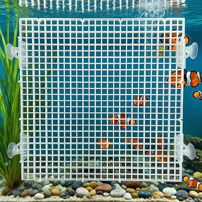 Adjustable Plastic Grid Panel for Fish Tank Divider, 11.8x11.8 Inch, 8pacs - Interlocking Design for Aquarium Separation, Reptile Basking and Plant Support(White)