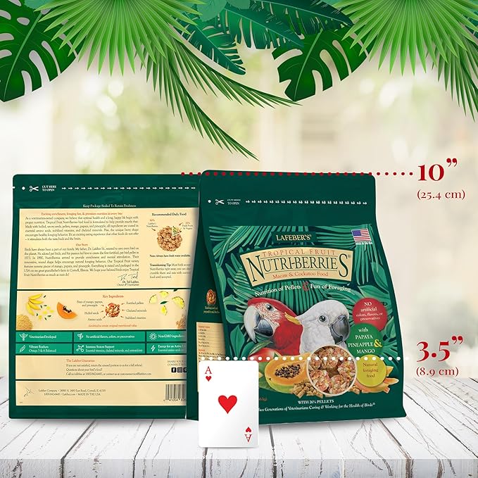 LAFEBER'S Tropical Fruit Nutri-Berries Pet Bird Food, Made with Non-GMO and Human-Grade Ingredients, for Macaws and Cockatoos, 3 lb