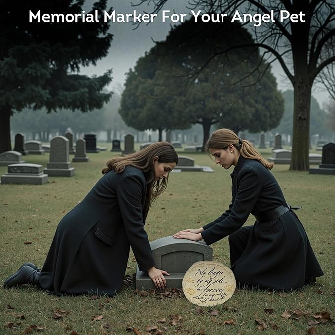 Lily's Home Pet Memorial Stone - Cat or Dog Grave Marker - Durable Waterproof Garden Memorial Stone for Indoor and Outdoor Use - Sympathy Gift for Pet Loss - Circle