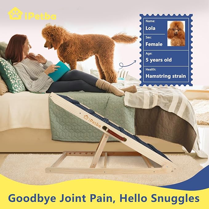 Dog Ramp for Bed & Couch for Large Dogs - Joint-Friendly, Anti-Slip, Adjustable, Extra Wide & Stable, Up to 200 lbs