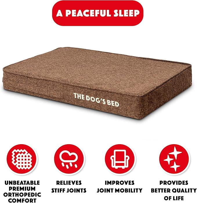 The Dog’s Bed Orthopedic Memory Foam Dog Bed Mattress, Linen Fabric, Brown Linen, Small, 4-Inch
