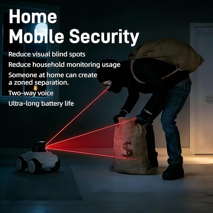 Family Smart Companion Robot, 2K HD Pet Camera Robot, Security Camera for Home, Battery-Powered with Phone App, 1-Click Interaction, 2-Way Voice, Night Vision, Motion Detection, Video Recording