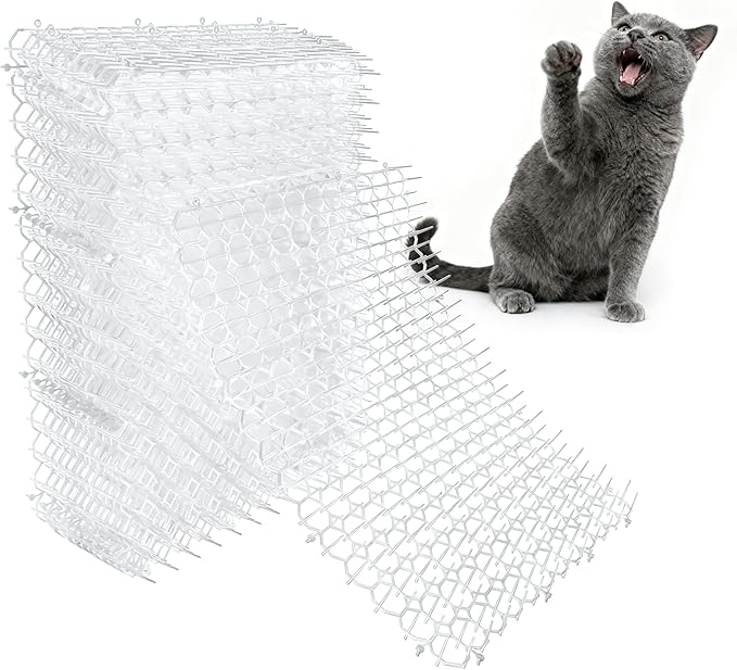 Clear Scat Mats for Cats 16 x 13 Inch, 12 Pack Transparent Cat Spike Mat with 1 Inch Spikes, Indoor Outdoor Cat Deterrent Mats to Keep Cats Off Couch, Bed, Counter & Garden