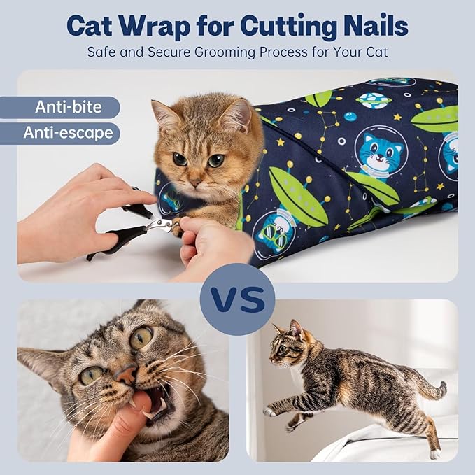 Paw Legend 21.7" Cat Wrap for Grooming Cat Wrap for Cutting Nails Cat Restraint for Nail Clipping Self Adhesive Blanket Restraint Cloth for Cats