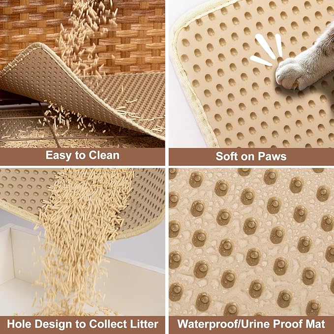 KOUSEI Handwoven Rattan Cat Litter Box Enclosure Furniture - Hidden Indoor Pet House with Door & Mat, Discreet Washroom Cabinet for Living Room and Bedroom, Natural