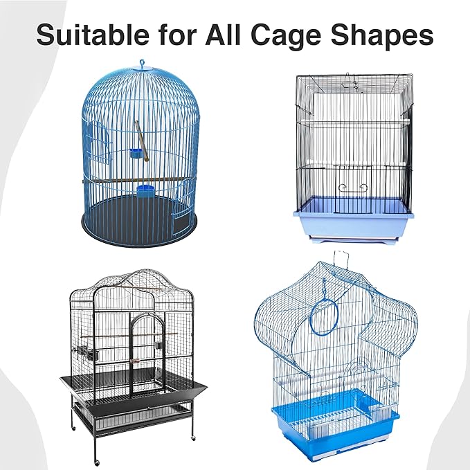 SIMENA Bird Cage Seed Catcher, Skirt for Bird Cage, Nylon Mesh Bird Cage Liners for Large Cages, Elastic and Easy Cleaning Bird Cage Cover, Suitable for Most Cage Shapes (Black 59-79 inch)