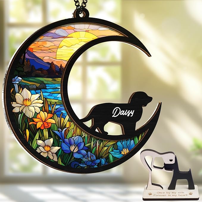 6'' Boykin Spaniel Memorial Suncatcher, Personalized Name Dog Breed, Pet Ornament Window Hanging, Sympathy Gift for Loss of Pet, Passed Away Remembrance Gift for Dog Lovers
