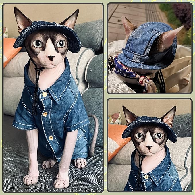 DENTRUN Cat Hats for Cats Only, Cat Cowboy Hats with Ear Holes Tiny Pets Birthday Party Costume, Cat Headwear Mini Cowboy Hat, Funny Sombrero Kitten Hat Chihuahua Beanie Cap Party Decorations
