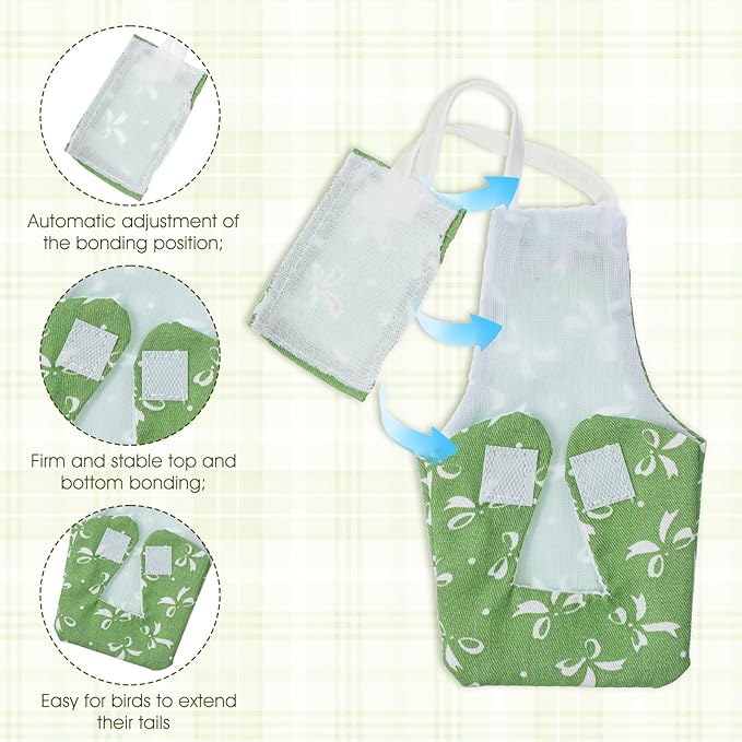 4 Pcs Bird Diaper, Cute Pet Bird Diaper, Parrot Nappy Reusable Flight Suit with Waterproof Inner Birds Diapers for Parakeet Cockatiel Mini Macaw Budgie Canary