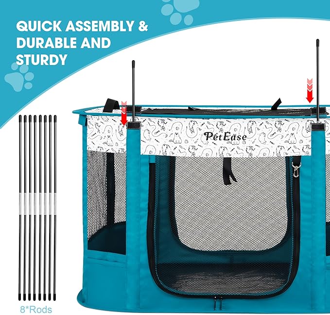 Portable and Foldable Cat Playpen Dog Playpen Small Animal Playepn with Waterproof Bottom, Foldable Pet Cage for Rabbit Puppy Hamster, Indoor/Outdoor Use