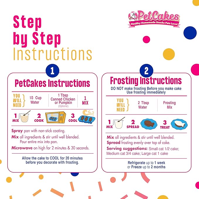 PetCakes Cat Birthday Cake Kit - Natural Treats - Cheese Flavor Kitten & Cat Food - 5.5 Oz