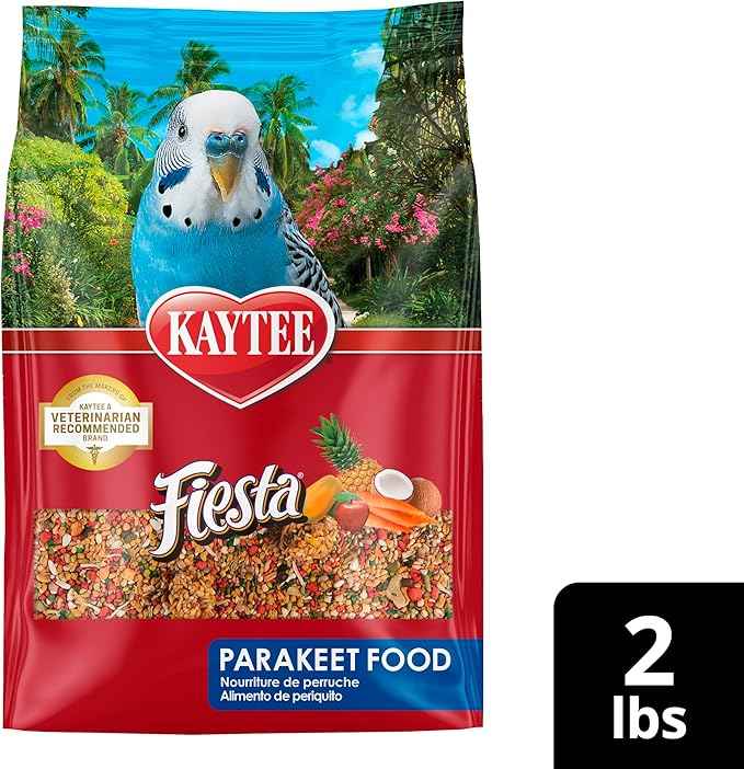 Kaytee Fiesta Parakeet Food,Nutritious and Fun Blend,Supports Skin,Feather,Digestion,Brain and Heart Health,2 pounds,(Pack of 2)