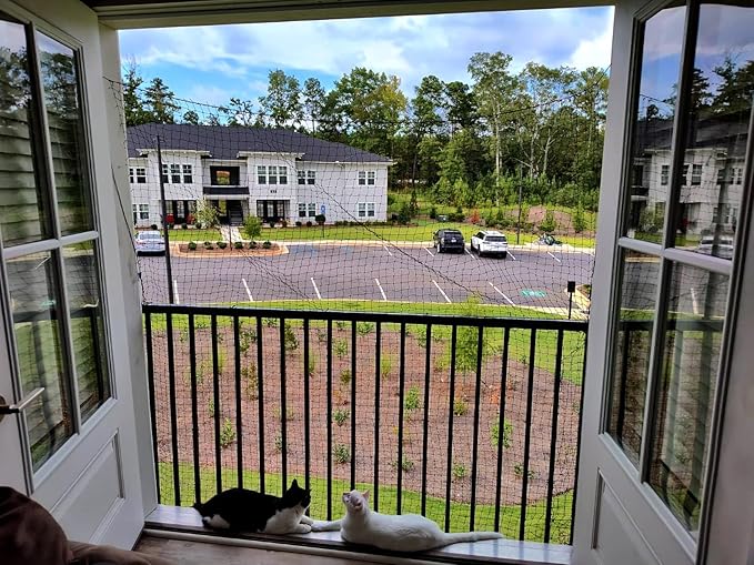 Net Balcony Barrier for Cats, Cat Netting Fence, Indoor Outdoor Barrier, Balcony Cover, Cat Proof Fence Topper Safety Net, 10 X 13 Ft Patio Netting for Pets, Steel Wire Window Guards