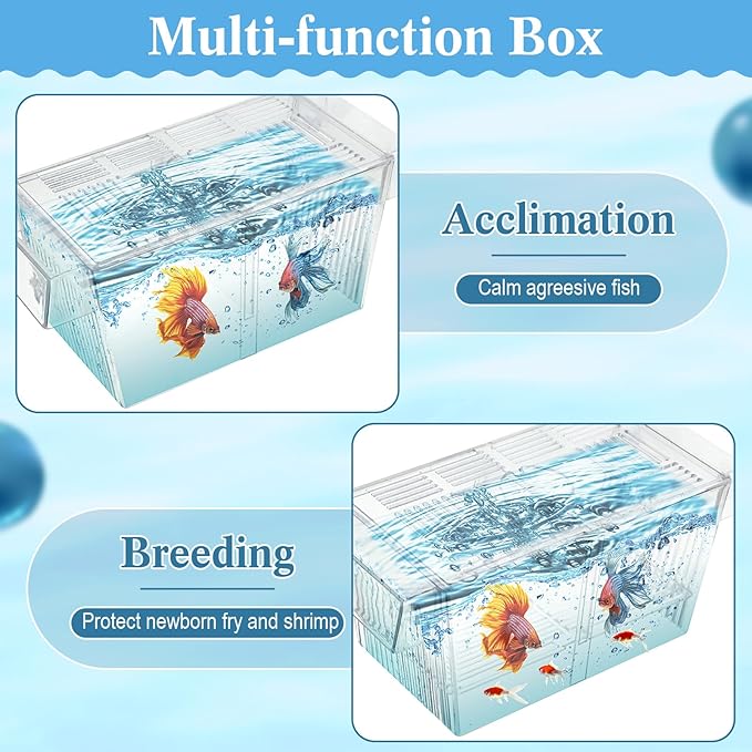 Wenqik Fish Breeder Box for Aquarium Fish Acclimation, Breeding, Hatchery Incubator Isolation Box for Shrimp Betta Guppy Cicilids Eggs(Medium)
