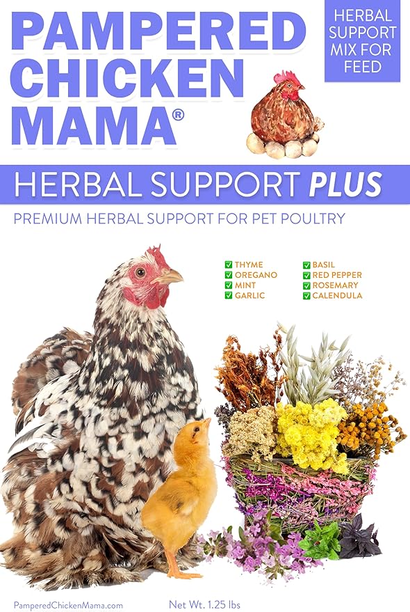 Pampered Chicken Mama Herbal Support Plus Poultry Treat for Overall Health | Mix with Layer Feed, Chick Starter, Chicken Scratch (2.5 Pounds)
