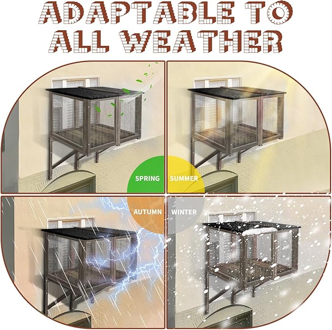 Cat Catio Outdoor Window Enclosure for Large Cats - Expandable Cat Window Bed for Napping, Sunbathing & Enjoying Scenery