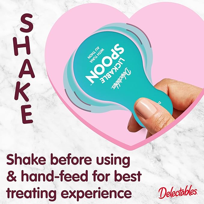 Delectables Lickable Spoon Handheld Wet Cat Treats Made with Real Salmon & Tuna, Creamy Puree, Mess Free, Quick & Easy, Grain-Free, No Added Fillers, No Added Preservatives, Variety Pack, 32ct