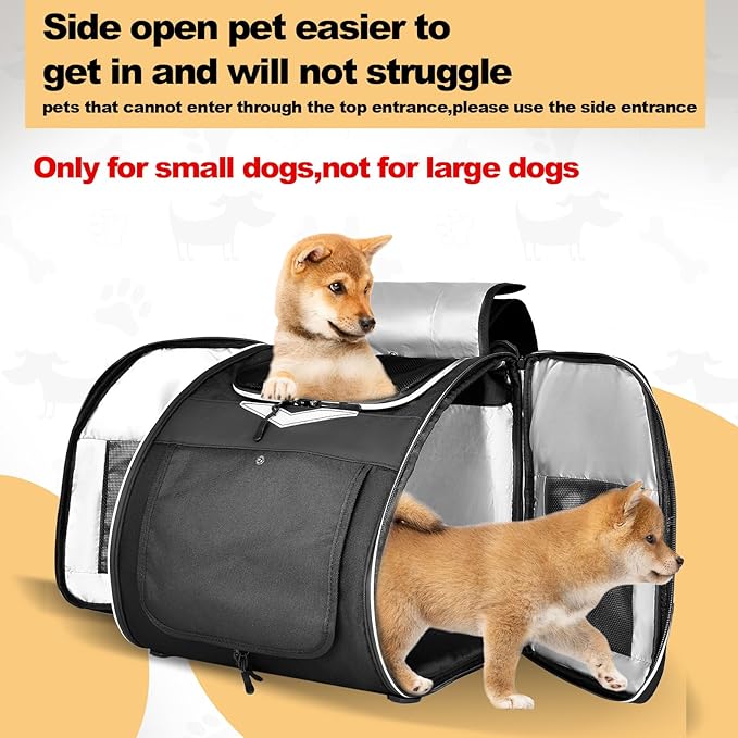 Dog Bike Basket Foldable Pet Bike Carrier Backpack with Safety Strap, Waterproof Pet Bicycle Basket for for Small Cats Kitten Puppy Dogs (Black