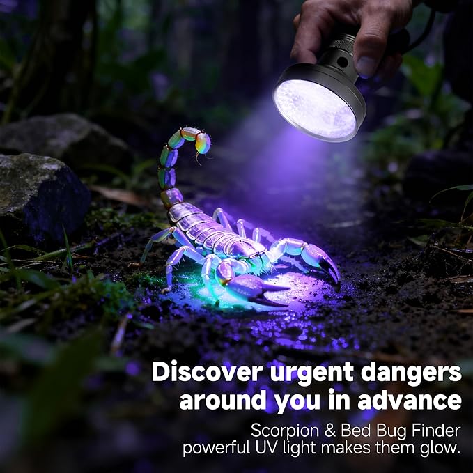 100 LED 395nm UV Flashlight Black Light, Portable Ultraviolet Torch for Pet Urine Detection, Stains, Scorpions, and Bed Bugs – High Power UV Lamp (Batteries Not Included)