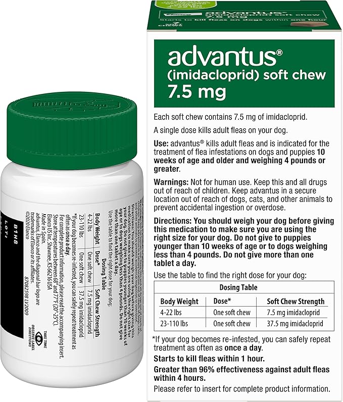 Advantus Dog Fast Acting Oral Flea Treatment Soft Chews Dogs 4 - 22 lbs. | 7 ct.