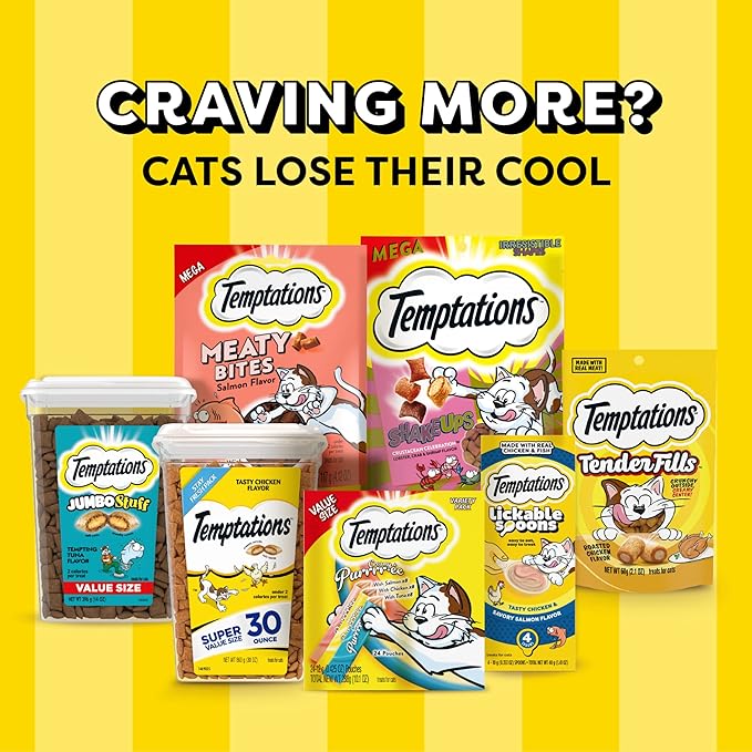 Temptations Cat Treats Classic Crunchy and Soft Cat Treats, Tasty Chicken Flavor, 3 oz. Pouch (Pack of 12)