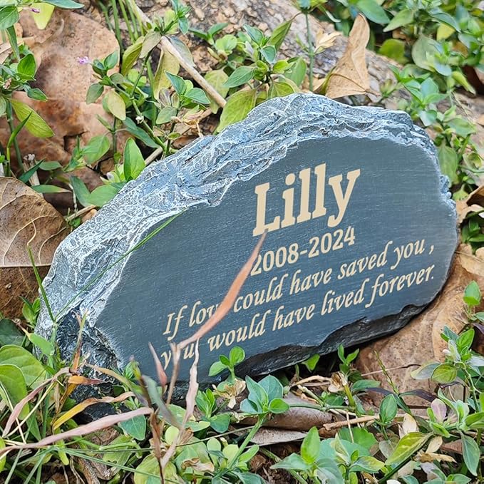 Personalized Pet Memorial Stones with Any Message, Mountain Shape Garden Memorial Stone for Pet Dog Cat Headstone, Dog Tombstone, Pet Grave Marker, Pet Memorial Plaque Outdoor