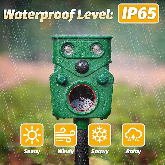 2 Packs Ultrasonic Animal Repeller Solar Powered, Cat Repellent Outdoor with Motion Sensor, Waterproof Deer Repellent Devices with LED Flash Light, Effective Repel Invasive Animals to Protect Yard