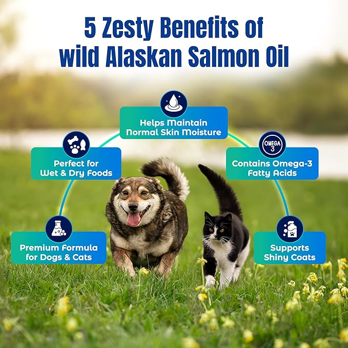 Life Line Pet Nutrition Wild Alaskan Fish Oil for Dogs and Cats 66oz – Omega 3 Fish Oil Supplement for Skin & Coat – Supports Brain, Eye & Heart Health in Dogs & Cats