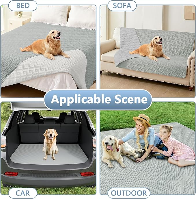 hyha Waterproof Dog Blanket, Soft Pet Bed Blankets, Waterproof Sofa Couch Cover for Dogs Washable, Reversible Pet Couch Covers for Sofa Furniture (40x70 Inch, Grey/Light Grey)