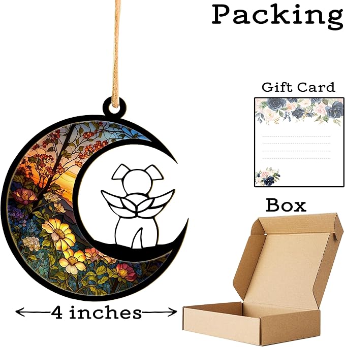 LOVELYPOD DIY Custom Dog Ornament Suncatcher Memorial Gifts for Dog Lovers, A White Dog with Wings on Window Hangings Suncatcher, Loss of Dog Sympathy Gift, Remembrance Gifts in Memory Dog (4 Inches)