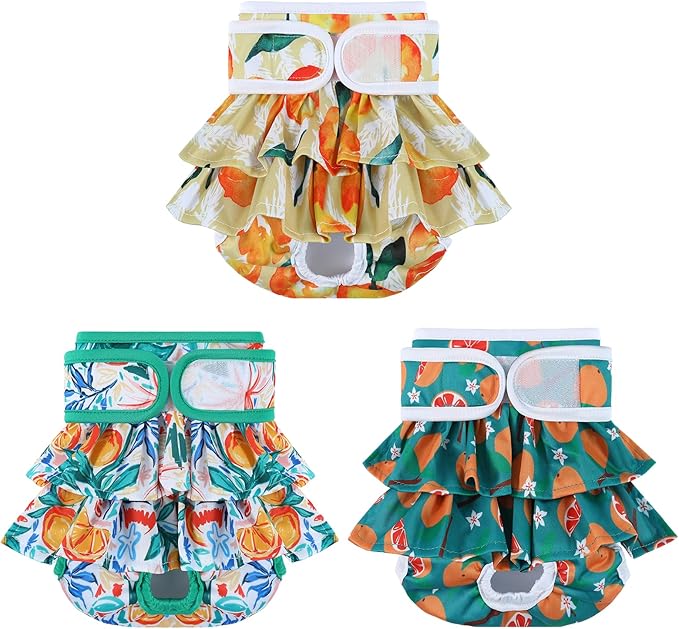 Dog Diapers Female Washable (3 Pack), Reusable Dog Period Diapers Female Doggie Diapers Puppy Diapers Female Dog Diapers for Heat, Incontinence, Excitable Urination,M